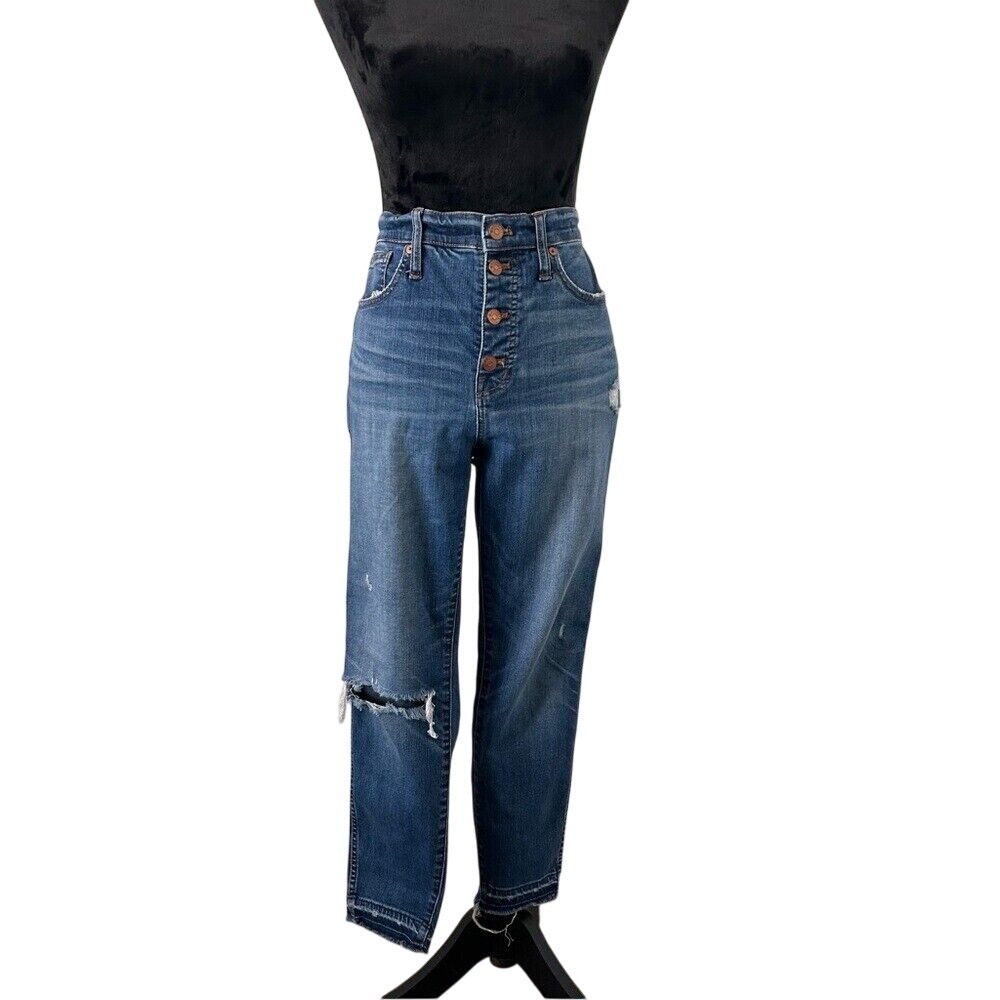 Madewell High Rise Blue Jeans with Distressed Detail